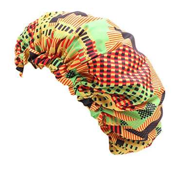 Stylish Green Adjustable African Turban Satin Lined Bonnet for Women