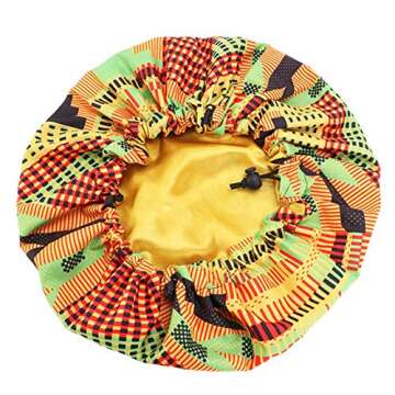 Adjustable Green Satin Lined Bonnet for Women | Hair Protection