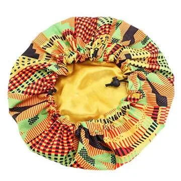 Adjustable Green Satin Lined Bonnet for Women | Hair Protection