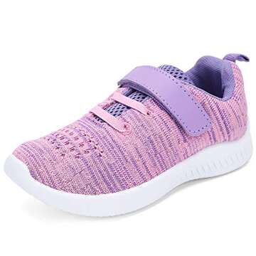 nerteo Girls&Boys Running Shoes, Casual Comfort Walking Sneakers for Kids, Strap Tennis Shoes Purple...