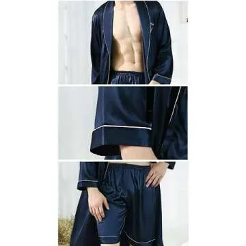 Lavnis Men's Satin Bathrobe & Sleepwear Set