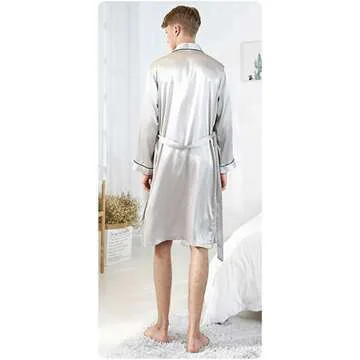 Lavnis Men's Satin Bathrobe & Sleepwear Set