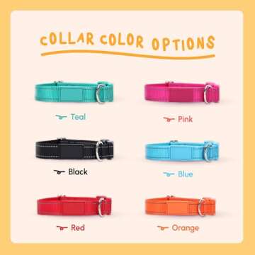 PAWBLEFY Personalized Dog Collars - Reflective Nylon Collar Customized with Name and Phone Number Adjustable Sizes for Small Dogs, Medium, Large 4 Colors Male Female boy Girl Puppies