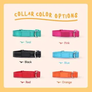 PAWBLEFY Personalized Dog Collars - Reflective Nylon Collar Customized with Name and Phone Number Adjustable Sizes for Small Dogs, Medium, Large 4 Colors Male Female boy Girl Puppies