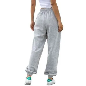 HeSaYep Women's High Waisted Sweatpants Workout Active Joggers Pants Baggy Lounge Bottoms,Grey XXL