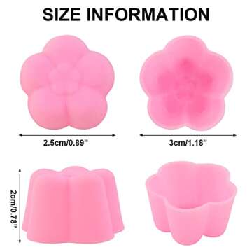 JOGILBOY 30 Pieces Reusable Silicon Muffin Molds Mini Size Multiple Flower Shape Rose Silicone Muffin Molders Silicone Baking Cups Chocolate Holders Nonstick Small Truffle Cups Cupcake Liners