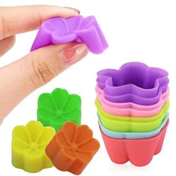 JOGILBOY Silicone Muffin Molds 30 Pack Mini Flower Design