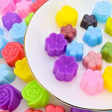 JOGILBOY Silicone Muffin Molds 30 Pack Mini Flower Design