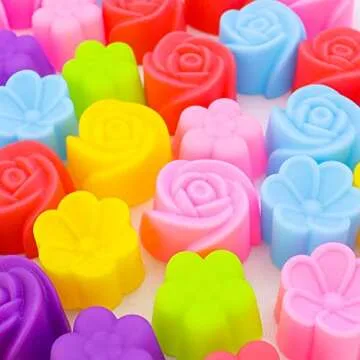 JOGILBOY Silicone Muffin Molds 30 Pack Mini Flower Design