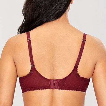 DOBREVA Women's Sexy Lace Underwire Bra in Dark Red