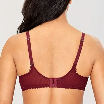 DOBREVA Women's Sexy Lace Underwire Bra in Dark Red