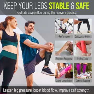 BLITZU Calf Compression Sleeves for Men and Women. Footless Compression Socks Support for Varicose Vein, Nursing, Running. Leg Sleeve Brace for Shin Splints, Pain Relief & Reduces Swelling White S-M