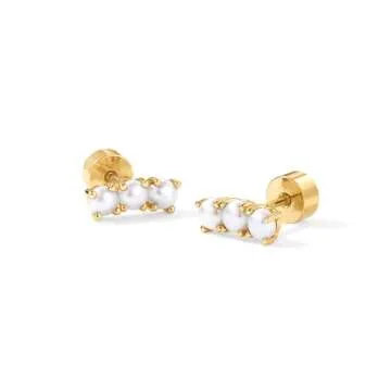 PAVOI 14K Gold Mini Stud Earrings with Screw Back