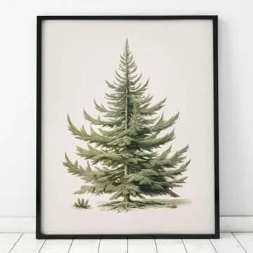 Vintage Christmas Tree Art Print for Seasonal Decor