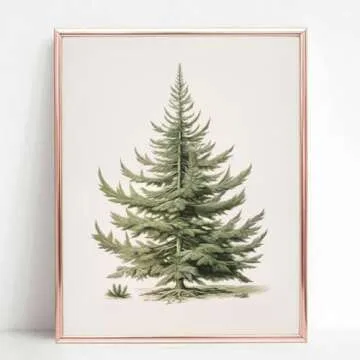 Vintage Christmas Tree Art Print for Seasonal Decor