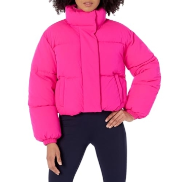 Stylish & Cozy Cropped Puffer Jacket – Neon Pink