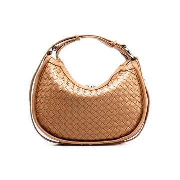 TIKONT Trendy Woven Purse for Women Lightweight Soft Leather Hobo Shoulder Bags with Zipper Woven Ha...