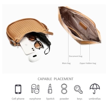 TIKONT Trendy Woven Purse for Women Lightweight Soft Leather Hobo Shoulder Bags with Zipper Woven Handbag for Women