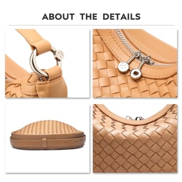 TIKONT Trendy Woven Purse for Women Lightweight Soft Leather Hobo Shoulder Bags with Zipper Woven Handbag for Women