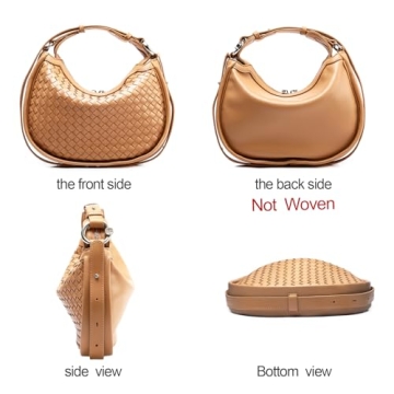 TIKONT Trendy Woven Purse for Women Lightweight Soft Leather Hobo Shoulder Bags with Zipper Woven Handbag for Women