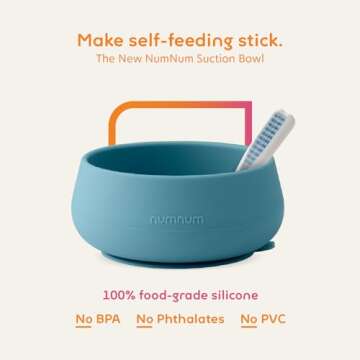 NumNum Suction Bowls for Babies & Toddlers, Extra Strong Non-Slip Suction, 100% Food-Grade Silicone,...