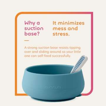 NumNum Suction Bowls for Babies & Toddlers, Extra Strong Non-Slip Suction, 100% Food-Grade Silicone, BPA-Free, Microwave & Dishwasher Safe, Baby-Led Weaning Bowls for 4+ Months & GOOtenils Blue