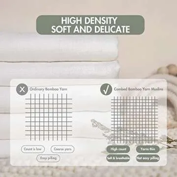 GLLQUEN BABY Receiving Blanket Boy Cotton Muslin Swaddle Blankets Girl Newborn Squares Breathable & Soft Thin Baby Blankets Cloths Double Absorbent Infant Swaddling Wrap - 6 Pack (White)