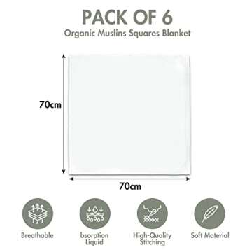 GLLQUEN BABY Receiving Blanket Boy Cotton Muslin Swaddle Blankets Girl Newborn Squares Breathable & Soft Thin Baby Blankets Cloths Double Absorbent Infant Swaddling Wrap - 6 Pack (White)