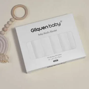 GLLQUEN BABY Receiving Blanket Boy Cotton Muslin Swaddle Blankets Girl Newborn Squares Breathable & Soft Thin Baby Blankets Cloths Double Absorbent Infant Swaddling Wrap - 6 Pack (White)