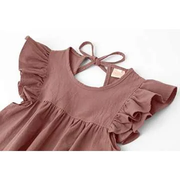 Dutebare Toddler Cotton Linen Dress for Girls - Dark Pink