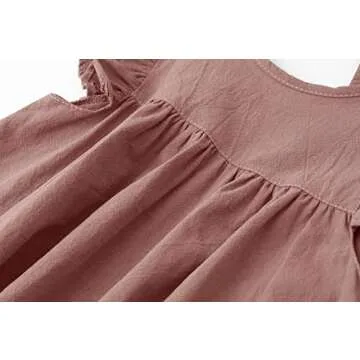 Dutebare Toddler Cotton Linen Dress for Girls - Dark Pink