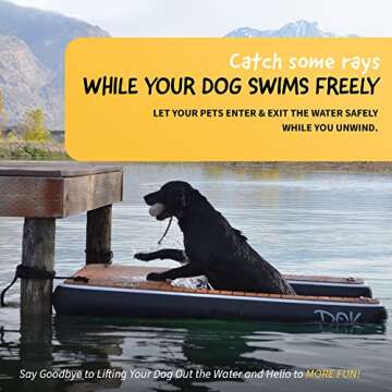 DOK Dog-DOK Inflatable Dock Platform: Safe & Easy Water Access for Dogs Up to 230 lbs; Floating Non-...