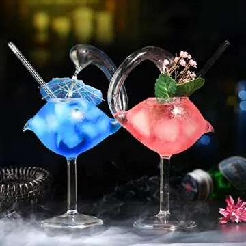 INFTYLE Cocktail Glass - Set of 2 Swan Glass 6oz Creative Drinking Glasses Wedding Gift for Juice, Martini, tequila, margarita