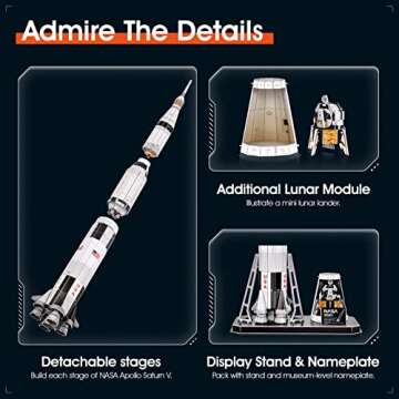 NASA Saturn V 3D Puzzle for Kids and Adults - Space Exploration