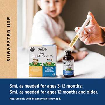Matys Organic Baby Cough Syrup Day & Night Value Pack For Babies & Infants 3 Months + Up, Soothing D...