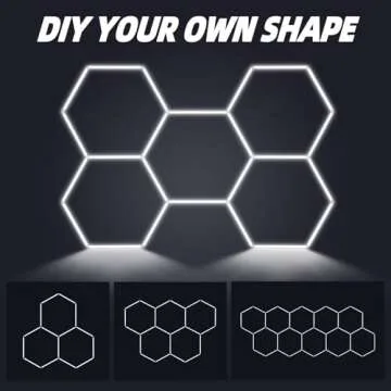 GooComfy Hexagon LED Garage Light Fixture, 120W 13200LM 25 Pack Honeycomb Ceiling Light for Garage, Basement, Gaming Room, Warehouse