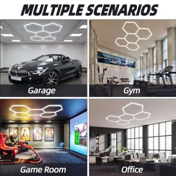 GooComfy Hexagon LED Garage Light Fixture, 120W 13200LM 25 Pack Honeycomb Ceiling Light for Garage, Basement, Gaming Room, Warehouse
