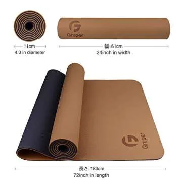 Gruper Yoga Mat Non Slip, Eco Friendly Fitness Exercise Mat with Carrying Strap,Pro Yoga Mats for Women,Workout Mats for Home, Pilates and Floor Exercises (Champagne Gold/Brown)