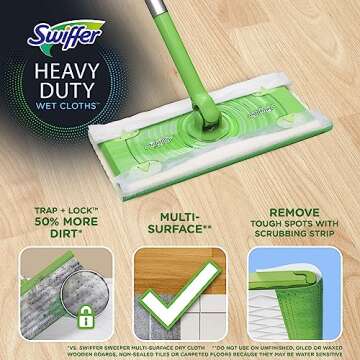 Swiffer Sweeper Pet Heavy Duty Multi-Surface Wet Cloth Refills for Floor Mopping and Cleaning, Fresh...