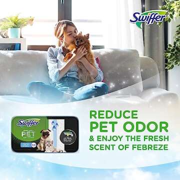 Swiffer Sweeper Pet Heavy Duty Multi-Surface Wet Cloth Refills for Floor Mopping and Cleaning, Fresh scent, 20 count