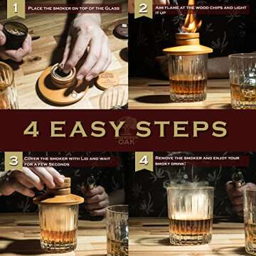 Aberdeen Oak Deluxe Cocktail Smoker Kit - Hickory & Oak Whiskey Infuser Set - Smoky Flavor Enhancer for Your Favorite Drink (Butane and Torch Not Included)