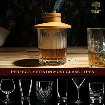 Aberdeen Oak Deluxe Cocktail Smoker Kit - Hickory & Oak Whiskey Infuser Set - Smoky Flavor Enhancer for Your Favorite Drink (Butane and Torch Not Included)