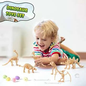 Dinosaur Skeleton Toys Set for Science Play & Parties
