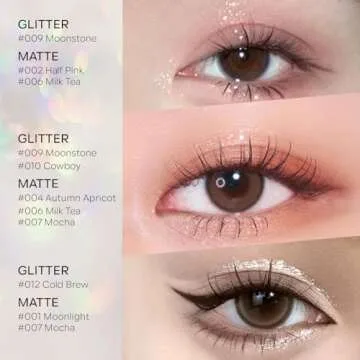 KYDA 2 Colors Single Glitter Eyeshadow, Champagne Glow Eyeshadow, Shimmer Pearl Eyes Shadow, Ultra-fine Lightweight Powder, Sparkling Pressed Eyeshadow, Moonstone+Weaving Maid