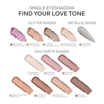 KYDA 2 Colors Single Glitter Eyeshadow, Champagne Glow Eyeshadow, Shimmer Pearl Eyes Shadow, Ultra-fine Lightweight Powder, Sparkling Pressed Eyeshadow, Moonstone+Weaving Maid