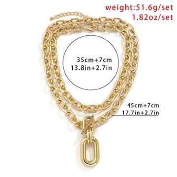 CSIYANJRY99 Gold Layered Necklaces for Women Stack Chain Necklace Chunky Gold Toggle Clasp Necklace Dainty Retro Cuban Chain Necklace Trendy Necklaces for Women 2024