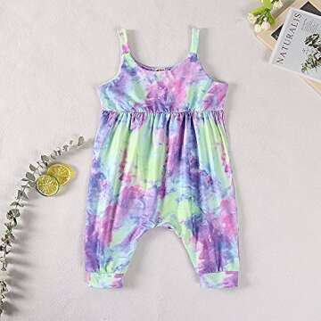 GLIGLITTR Toddler Baby Girl Jumpsuit One Piece Dinosaur Sleeveless Strap Romper Harem Pants with Poc...