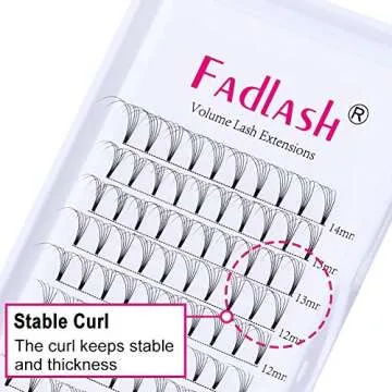 Premade Fans Eyelash Extensions FADLASH 3D/5D Lash Extensions 8-20mm Length Volume Eyelash Extensions Premade Lash Fans 0.10mm Eyelash Volume Extensions (5D-0.10-C, 8~14mm mixed tray)