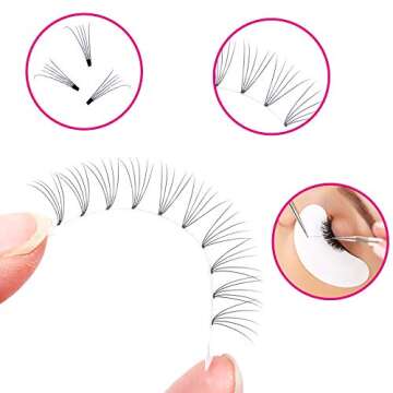 Premade Fans Eyelash Extensions FADLASH 3D/5D Lash Extensions 8-20mm Length Volume Eyelash Extensions Premade Lash Fans 0.10mm Eyelash Volume Extensions (5D-0.10-C, 8~14mm mixed tray)