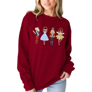 IZYJOY Women Christmas Nutcracker Sweatshirt – Cozy Holiday Top for Ballet Lovers